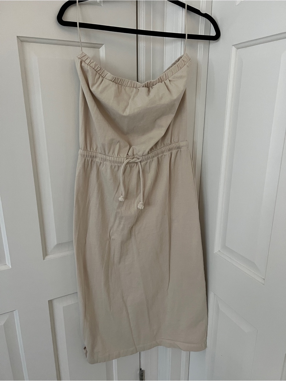 Zara Beige Strapless Drawstring Sundress